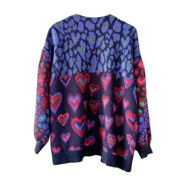 Farm Rio Ikat Dyed Hearts Open Front Cardigan - Picture 4 of 13